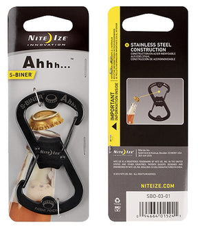 Nite Ize S-Biner Ahhh... Series SBO-03-01 Key Carabiner, 3.18 in OAL, Stainless Steel, Black