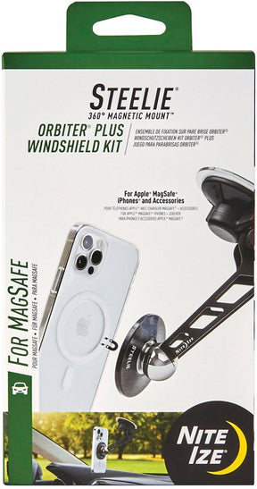 Nite Ize Orbiter Plus, Steelie Series STOMSWK-01-R8 Windshield Kit, Aluminum, Black