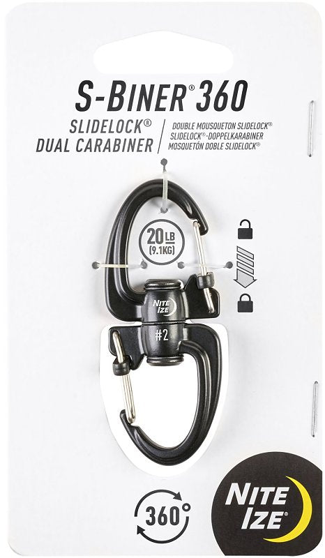 Nite Ize S-Biner 360 SlideLock Series SBLR2-01-R3 Dual Carabiner, Wire, 1 in L, Zinc Alloy