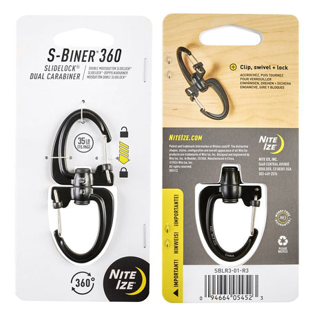 Nite Ize S-BINER 360 SLIDELOCK Series SBLR3-01-R3 Dual Carabiner, Wire, 1.3 in L, Zinc Alloy