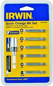 Irwin 3057003DS Bit Set, 7-Piece, Quick Change, Metal