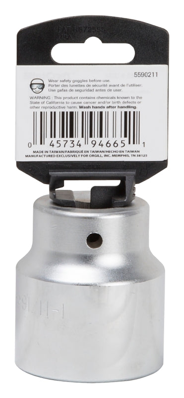 Vulcan MT-SS6054 Drive Socket, 1-11/16 in Socket, 3/4 in Drive, 12-Point, Chrome Vanadium Steel, Chrome