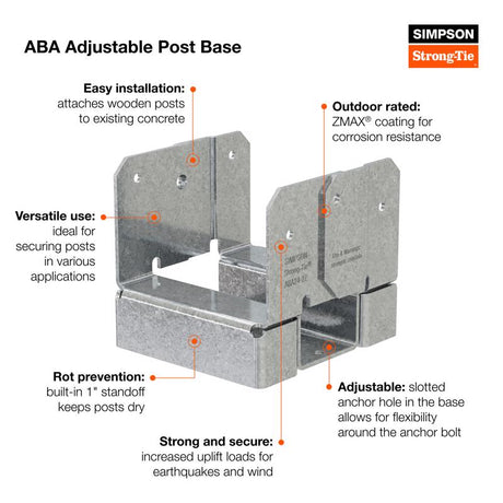 Simpson Strong-Tie ZMax 3.63 in. H X 4 in. W 16 Ga. Galvanized Steel Standoff Post Base, Pack of 20