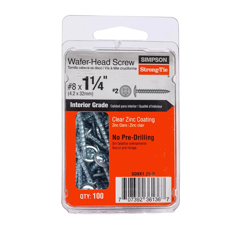Simpson Strong-Tie No. 8 Sizes X 1-1/4 in. L Phillips Wafer Head Serrated Structural Screws
