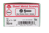 HILLMAN No. 12 X 1-1/4 in. L Slotted Hex Head Sheet Metal Screws 100 pk