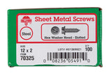 HILLMAN No. 12 X 2 in. L Slotted Hex Washer Head Sheet Metal Screws 100 pk