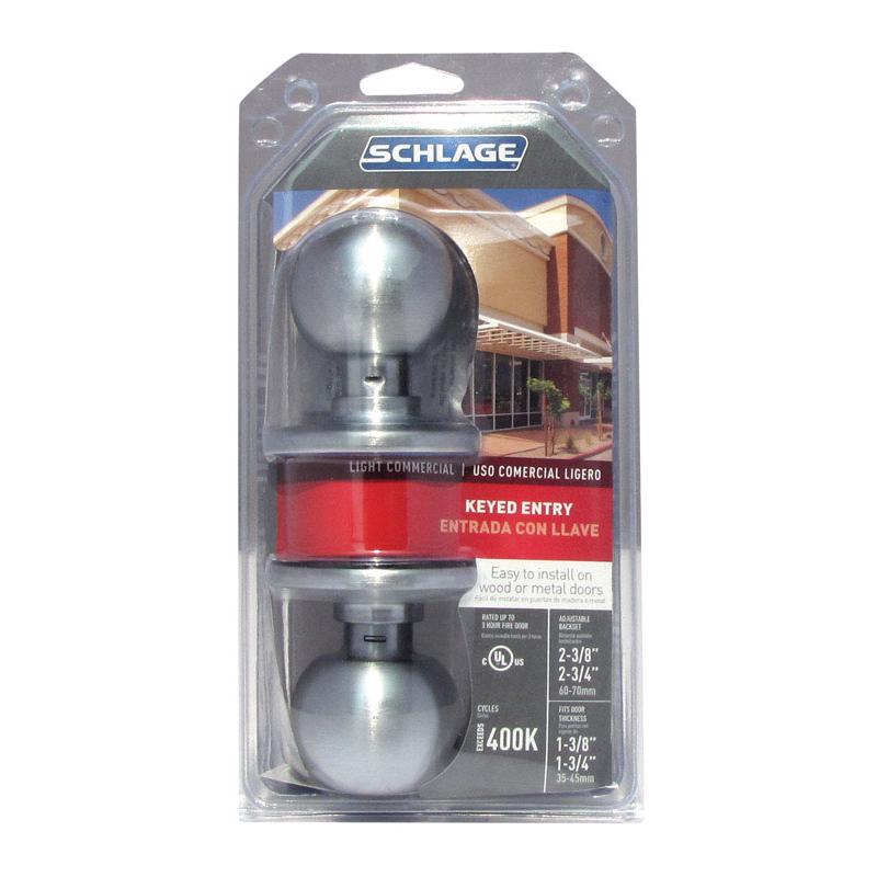 Schlage Orbit Satin Chrome Entry Door Knob 1-3/4 in.