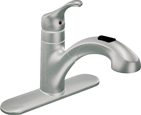 Moen Renzo Glacier CA87316SRS Kitchen Faucet, 1.5 gpm, 1-Handle, Stainless Steel, Stainless Steel, Deck, Lever Handle