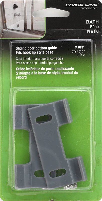 Prime-Line M 6191 Bottom Hook Guide, Plastic, Gray, For: Keystone Shower/Tub Door Enclosures