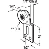 Prime-Line N 6512 Roller Assembly, 1 in Dia Roller, 1/4 in W Roller, Steel, Silver, 1-Roller, 60 lb, Side Mounting