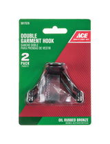 Ace 1 in. L Oil Rubbed Bronze Brown Metal Small Double Garment Hook 2 pk, Pack of 5