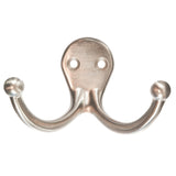 Ace 1 in. L Satin Nickel Silver Brass Small Double Garment Hook 2 pk, Pack of 5