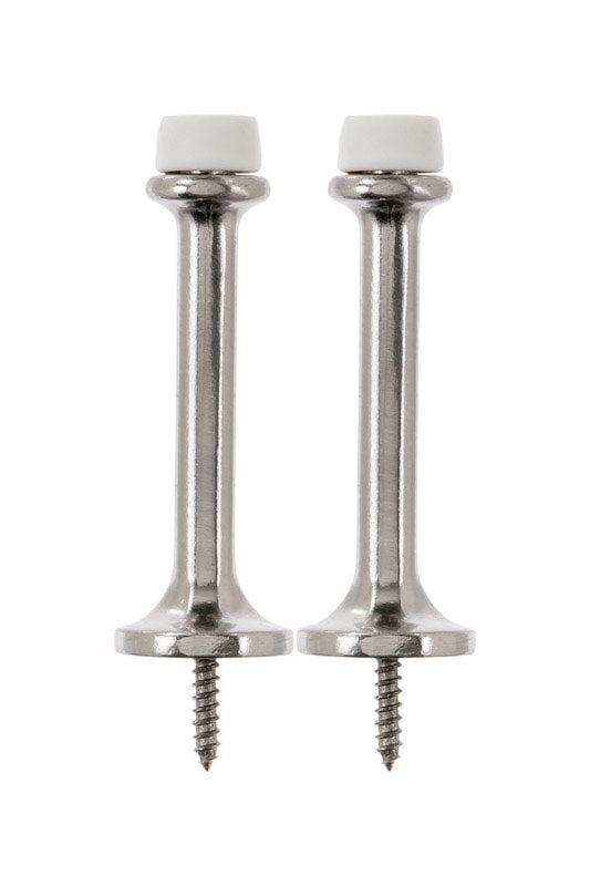 Ace Metal Satin Nickel Silver Rigid Door Stop Mounts to door and wall 1/8 in., Pack of 5