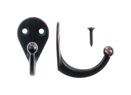 Ace 1-9/16 in. L Oil Rubbed Bronze Brown Metal Small Garment Hook 2 pk, Pack of 5
