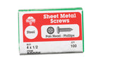 HILLMAN No. 4 X 1/2 in. L Phillips Pan Head Sheet Metal Screws 100 pk