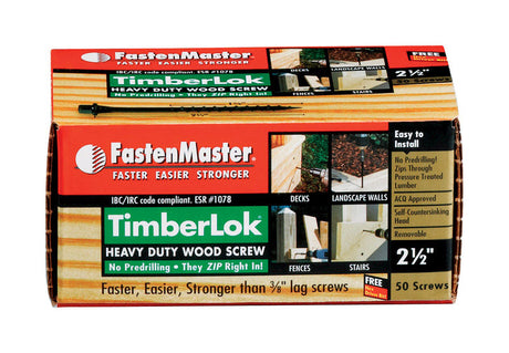 FastenMaster TimberLok No. 10 X 2-1/2 in. L Galvanized Coarse Wood Screws 50 pk