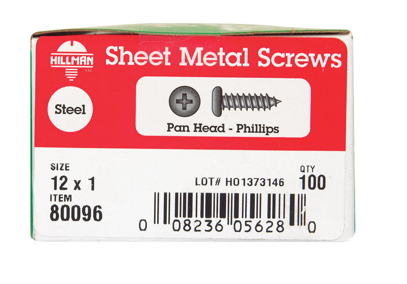 HILLMAN No. 12 X 1 in. L Phillips Pan Head Sheet Metal Screws 100 pk