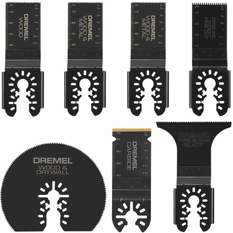 Dremel MM497U Universal Oscillating Multi-Tool Blade Kit, 1-1/4, 1-5/8, 2-3/4, 3 in, Bi-Metal/Carbide/HCS