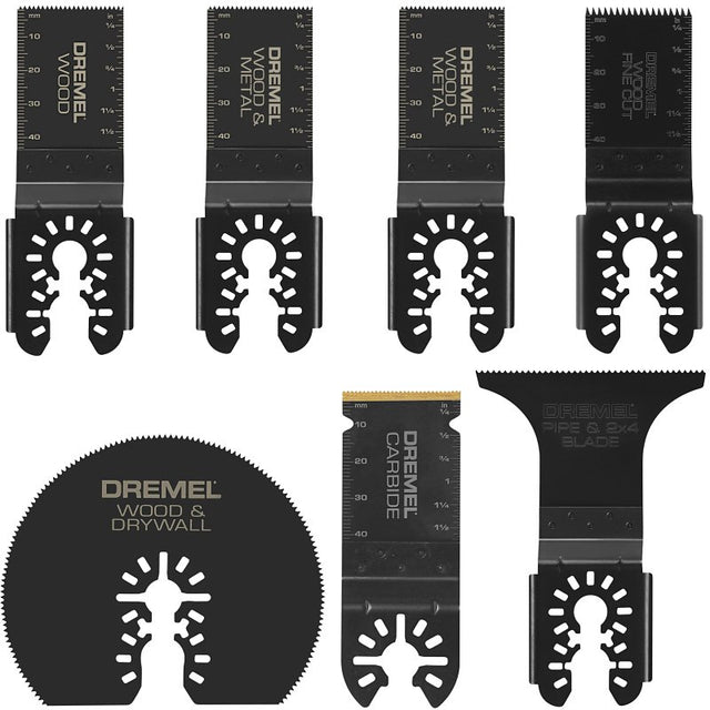 Dremel MM497U Universal Oscillating Multi-Tool Blade Kit, 1-1/4, 1-5/8, 2-3/4, 3 in, Bi-Metal/Carbide/HCS
