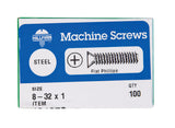 HILLMAN No. 8-32 X 1 in. L Phillips Flat Head Zinc-Plated Steel Machine Screws 100 pk