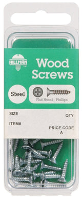 HILLMAN No. 6 X 3/4 in. L Phillips Zinc-Plated Coarse Wood Screws 30 pk, Pack of 10