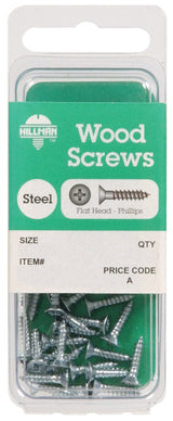 HILLMAN No. 8 X 1 in. L Phillips Zinc-Plated Coarse Wood Screws 20 pk, Pack of 10