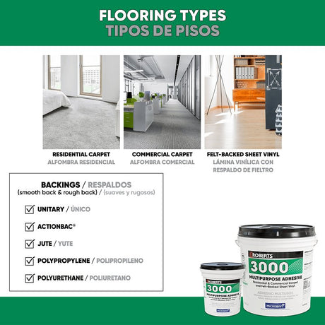 Roberts 3000 Series 3000-4 Multi-Purpose Adhesive, Creamy Tan, 4 gal Pail