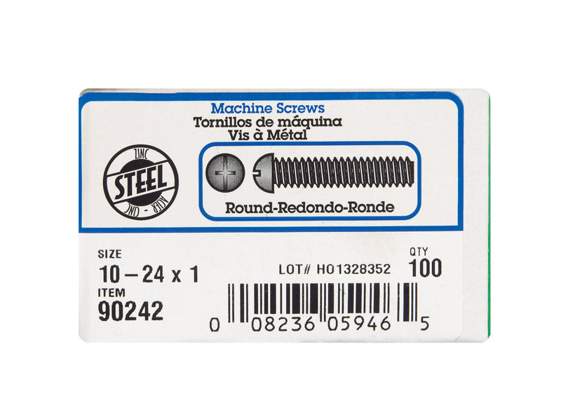 HILLMAN No. 10-24 X 1 in. L Combination Round Head Zinc-Plated Steel Machine Screws 100 pk