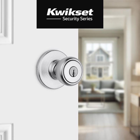 Kwikset SmartKey Tylo Smart Key Satin Chrome Entry Door Knob 1-3/4 in.