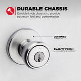 Kwikset SmartKey Tylo Smart Key Satin Chrome Entry Door Knob 1-3/4 in.