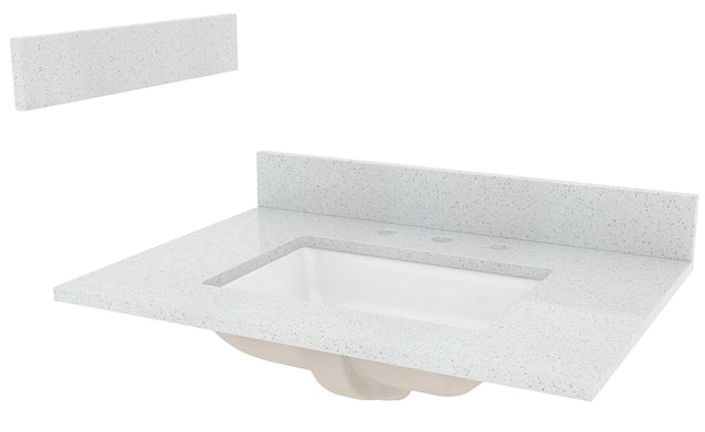 Craft + Main STE31228SWR Vanity Top, 31 in OAL, 22 in OAW, Stone/Vitreous China, Silver Crystal White, Under Mount Sink