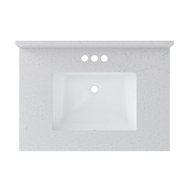 Craft + Main QZ31224CVR Vanity Top, 22 in OAL, 31 in OAW, Ceramic/Quartz, Carrara Vita, Undermount Sink, 1-Bowl