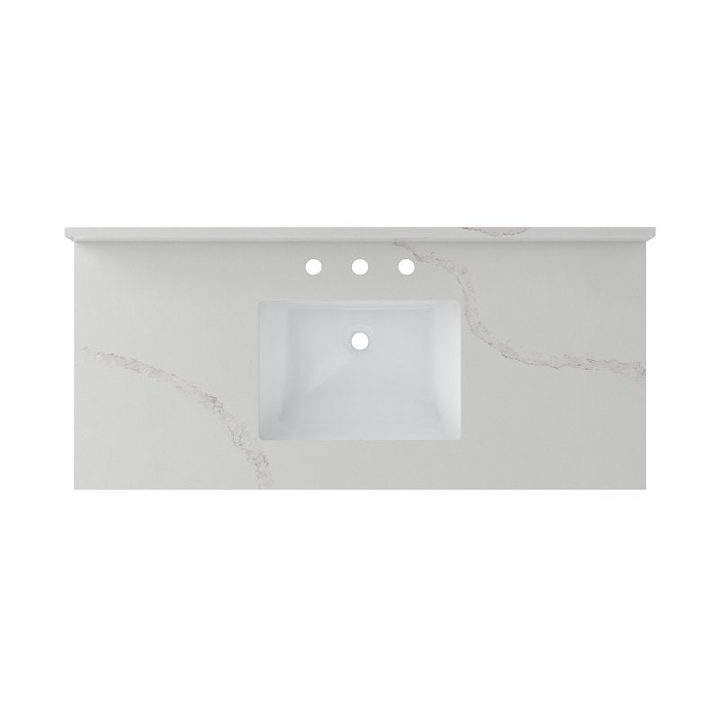 Craft + Main QZ49228CBR Vanity Top, 22 in OAL, 49 in OAW, Ceramic/Quartz, Calacatta Bianco, Undermount Sink, 1-Bowl