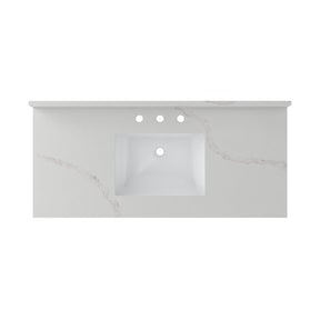 Craft + Main QZ49228CBR Vanity Top, 22 in OAL, 49 in OAW, Ceramic/Quartz, Calacatta Bianco, Undermount Sink, 1-Bowl