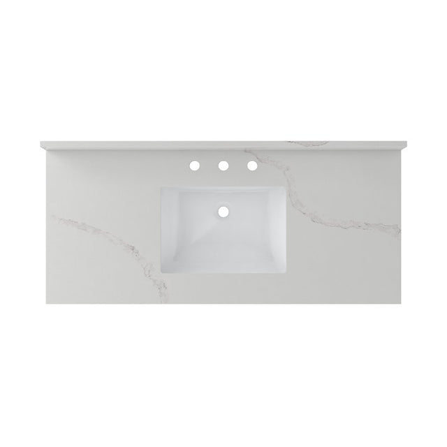Craft + Main QZ49228CBR Vanity Top, 22 in OAL, 49 in OAW, Ceramic/Quartz, Calacatta Bianco, Undermount Sink, 1-Bowl
