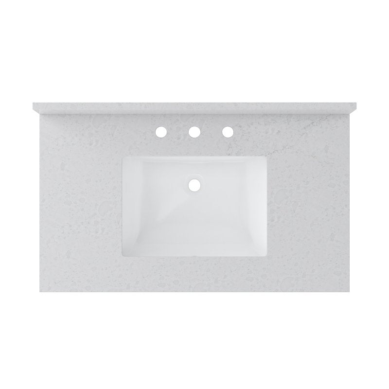 Craft + Main QZ37228CVR Vanity Top, 22 in OAL, 37 in OAW, Ceramic/Quartz, Carrara Vita, Undermount Sink, 1-Bowl