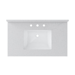 Craft + Main QZ37228CVR Vanity Top, 22 in OAL, 37 in OAW, Ceramic/Quartz, Carrara Vita, Undermount Sink, 1-Bowl