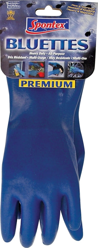 Spontex Bluettes 18005 Household Protective Gloves, M, Longer Cuff, Neoprene, Blue