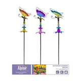 Alpine Multicolored Glass/Metal 36 in. H Butterfly/Flower/Jewels Outdoor Garden Stake, Pack of 24
