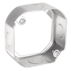 Southwire 55151-S-UPC Octagonal Extension Ring, 4 in W, 9-Knockout, Steel, Silver, Galvanized