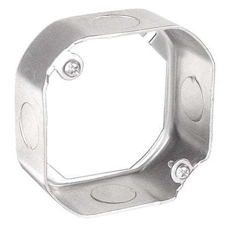 Southwire 55151-S-UPC Octagonal Extension Ring, 4 in W, 9-Knockout, Steel, Silver, Galvanized