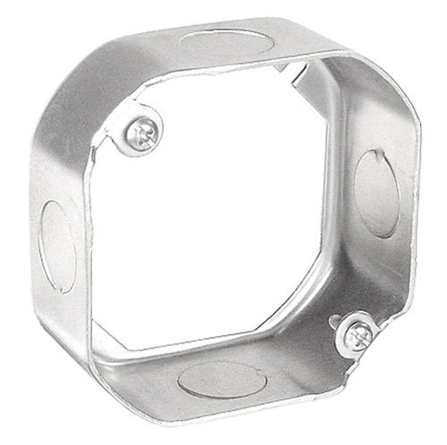 Southwire 55151-S-UPC Octagonal Extension Ring, 4 in W, 9-Knockout, Steel, Silver, Galvanized