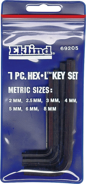 Eklind Hex-L 69205 Hex Key Set with Pouch, 7-Piece, Alloy Steel, Black