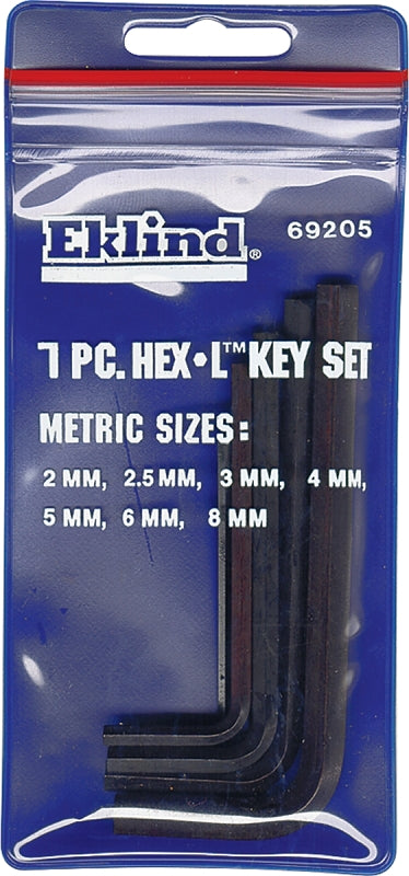 Eklind Hex-L 69205 Hex Key Set with Pouch, 7-Piece, Alloy Steel, Black