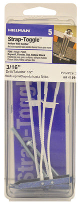 HILLMAN Rawl 3/16 in. D X 2-1/2 in. L Round Plastic RH Combo Strap Toggle 2 pk, Pack of 3