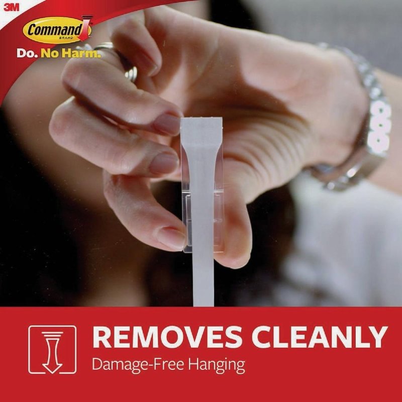 Command 17200CLR-16ESF Assorted Refill Strip, 3/4 in W, 5 in L, Plastic Backing, Clear