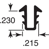 Make-2-Fit P 7735 Glass Glazing Channel, 5/32 to 1/4 in W, 200 ft L, Vinyl, Gray