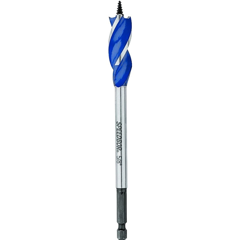 Irwin Speedbor 3041002 Auger Boring Bit, 5/8 in Dia, 6 in OAL, Tapered Flute, 3-Flute, 1/4 in Dia Shank, Hex Shank