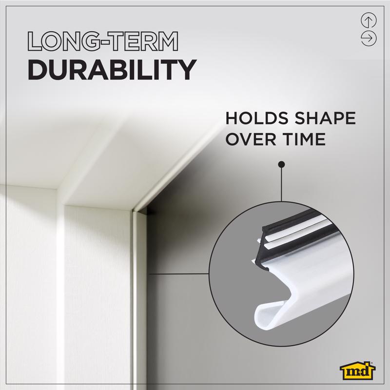 M-D Building Products PLATINUM White Rubber Top & Sides Door Seal For Doors 84 in. L X 0.63 in.
