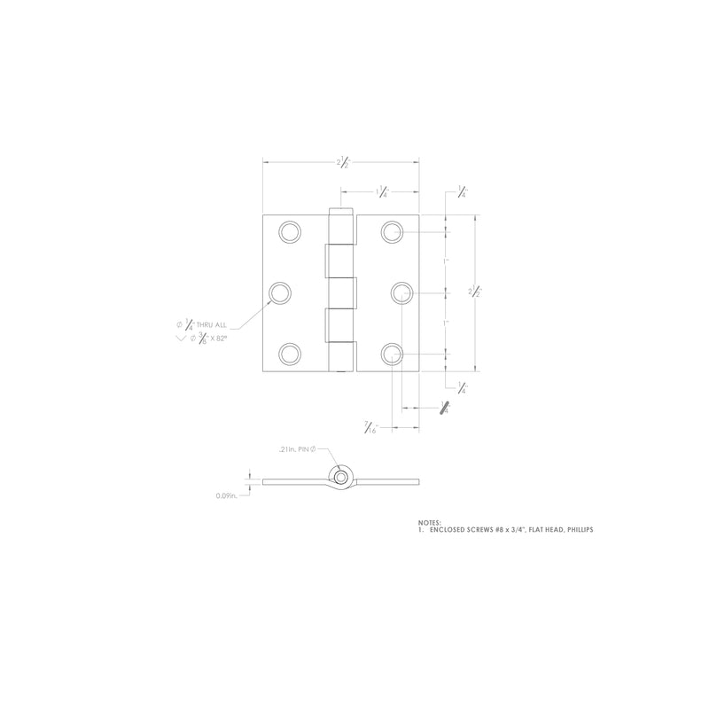 Ace 2-1/2 in. L Stainless Steel Door Hinge 1 pk